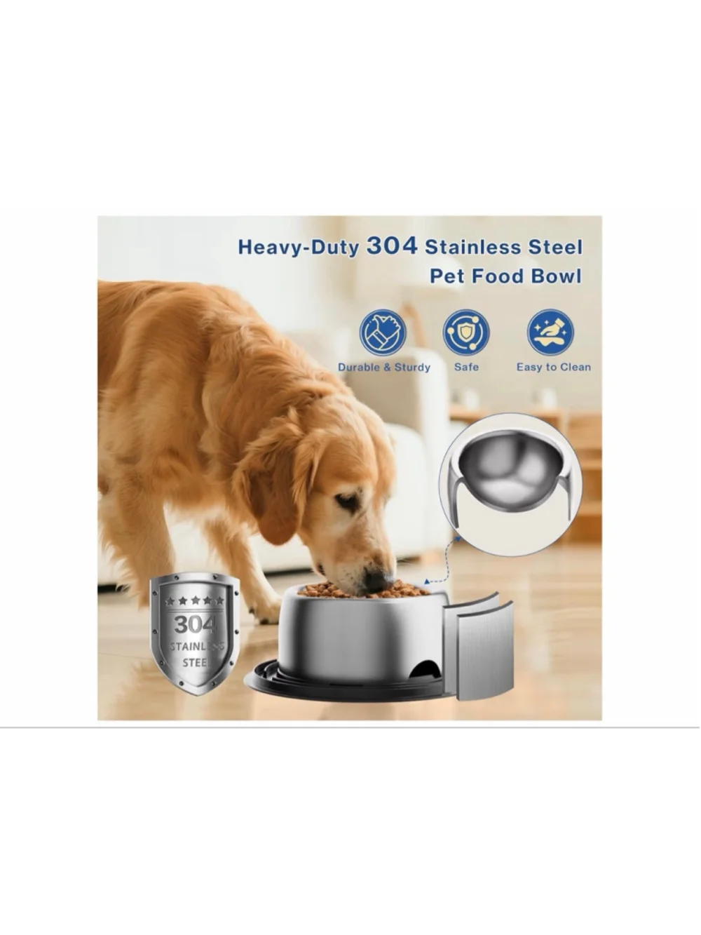 NEW 304 Stainless Steel Heavy Duty Dog Bowl Non slip Lick Mat 3.5 Cups